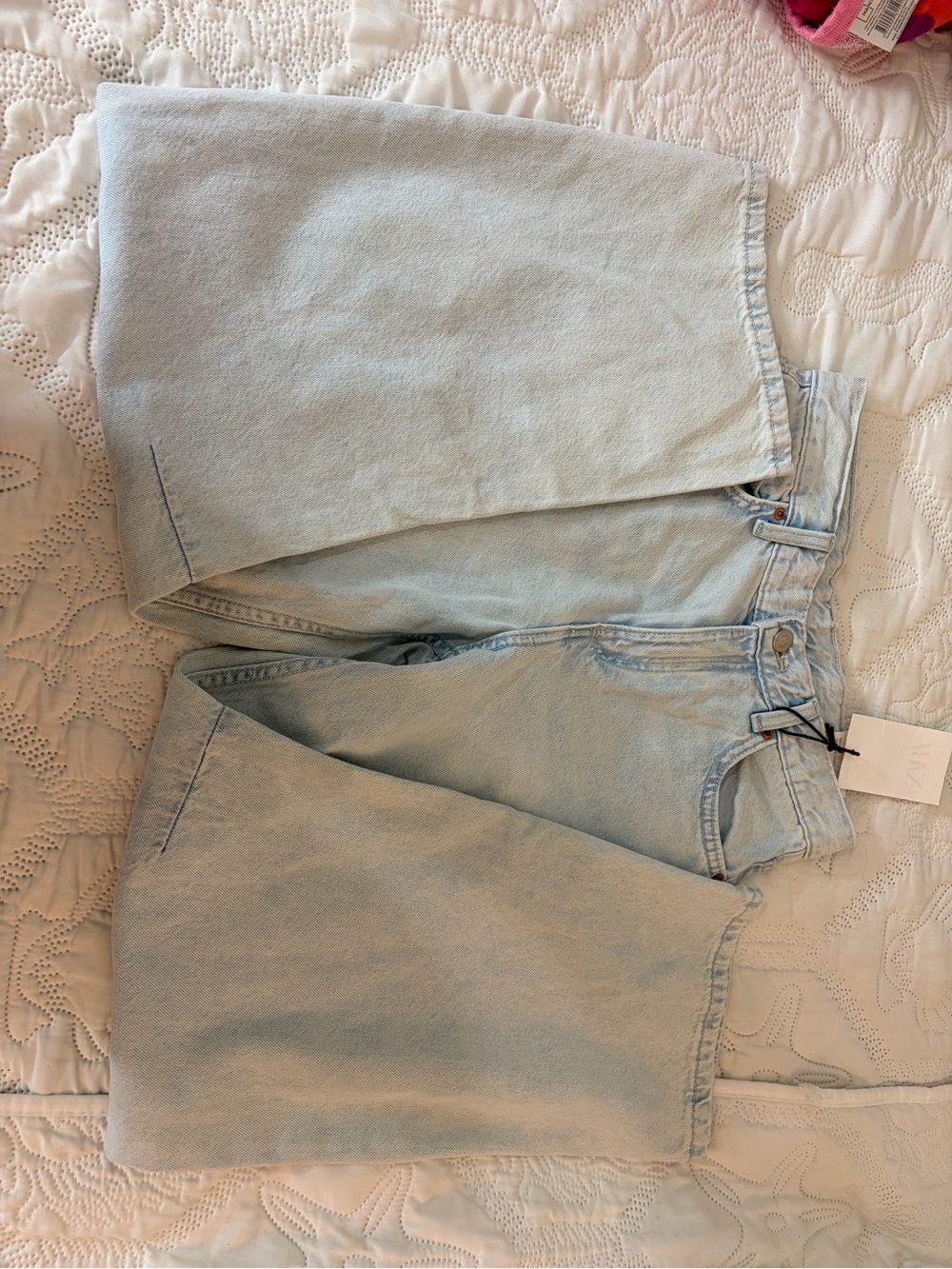 Zara Light Blue Barrel Jeans